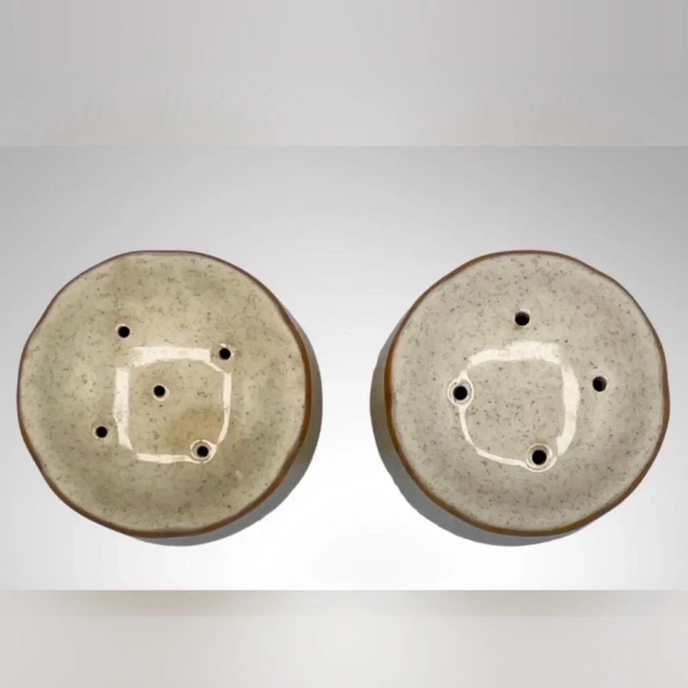 Vintage Mikasa Garden Club Salt & Pepper Shaker Set Speckled Beige Stoneware